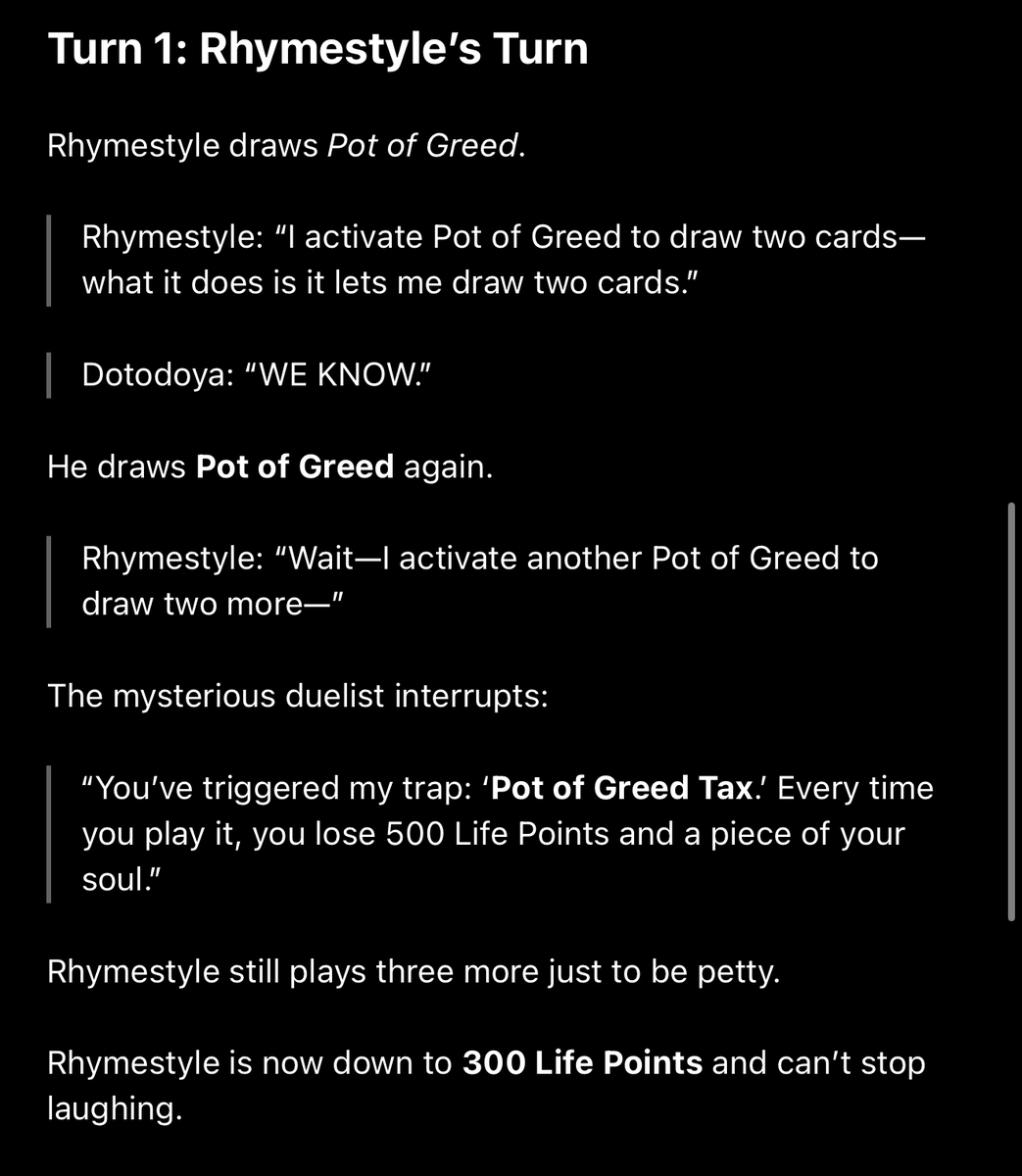 Rhymestyle's tweet photo. i asked chatgpt how the three idiots are losing a shadow game in battle city and..... WHY DID IT GET OUR MANNERISMS SOO ACCURATELY? This is a 3v1 duel LMAOO https://t.co/T5LIbBaiUl