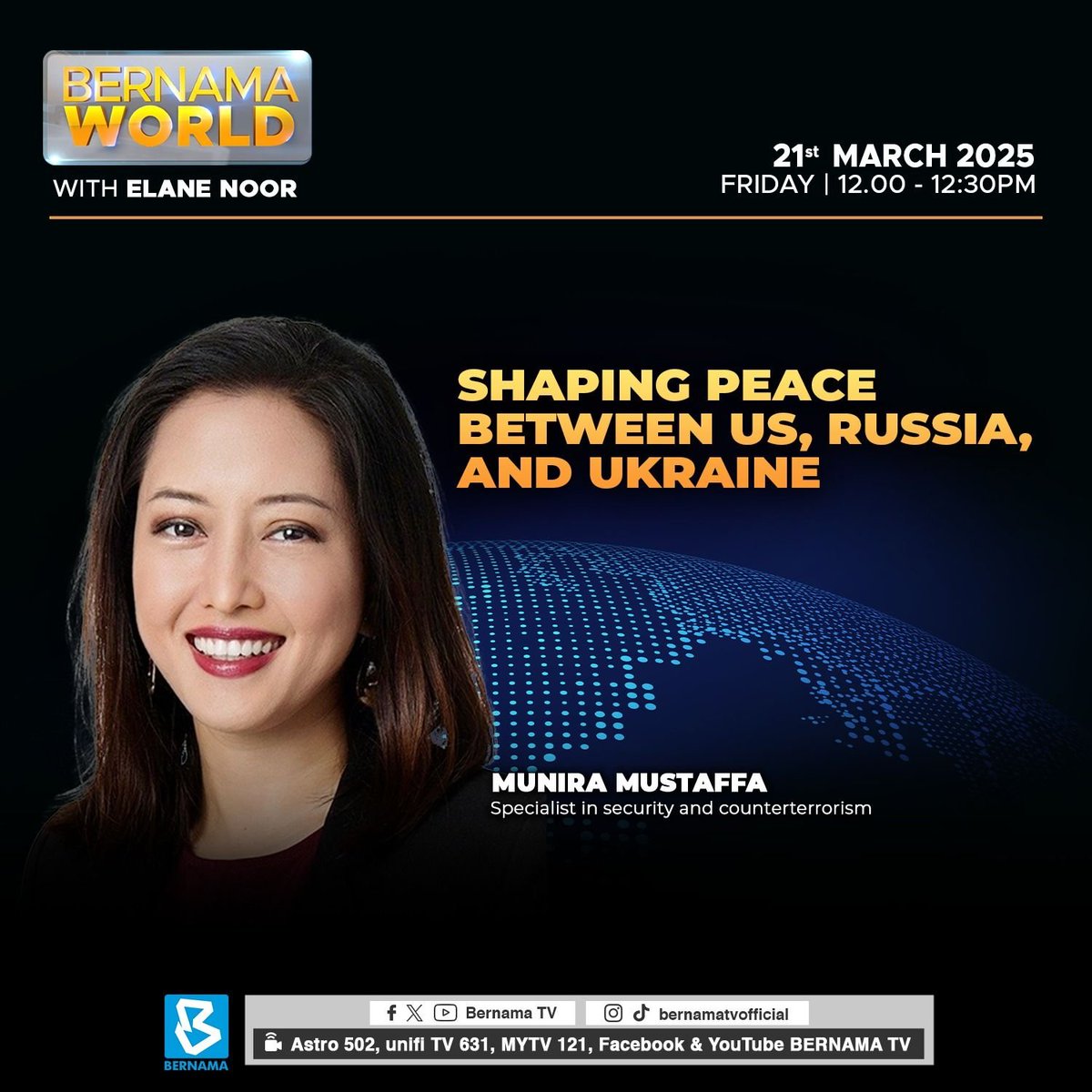 ChasseurGroup's tweet photo. ICYMI: Our Executive Director @MuniraMustaffa joined @BernamaTV's "Bernama World" segment to discuss the US-brokered 30-day ceasefire between Russia and Ukraine regarding energy facility strikes. 

Watch the full analysis here: https://t.co/hPNI4tZX1I https://t.co/ttKEVeXN2j