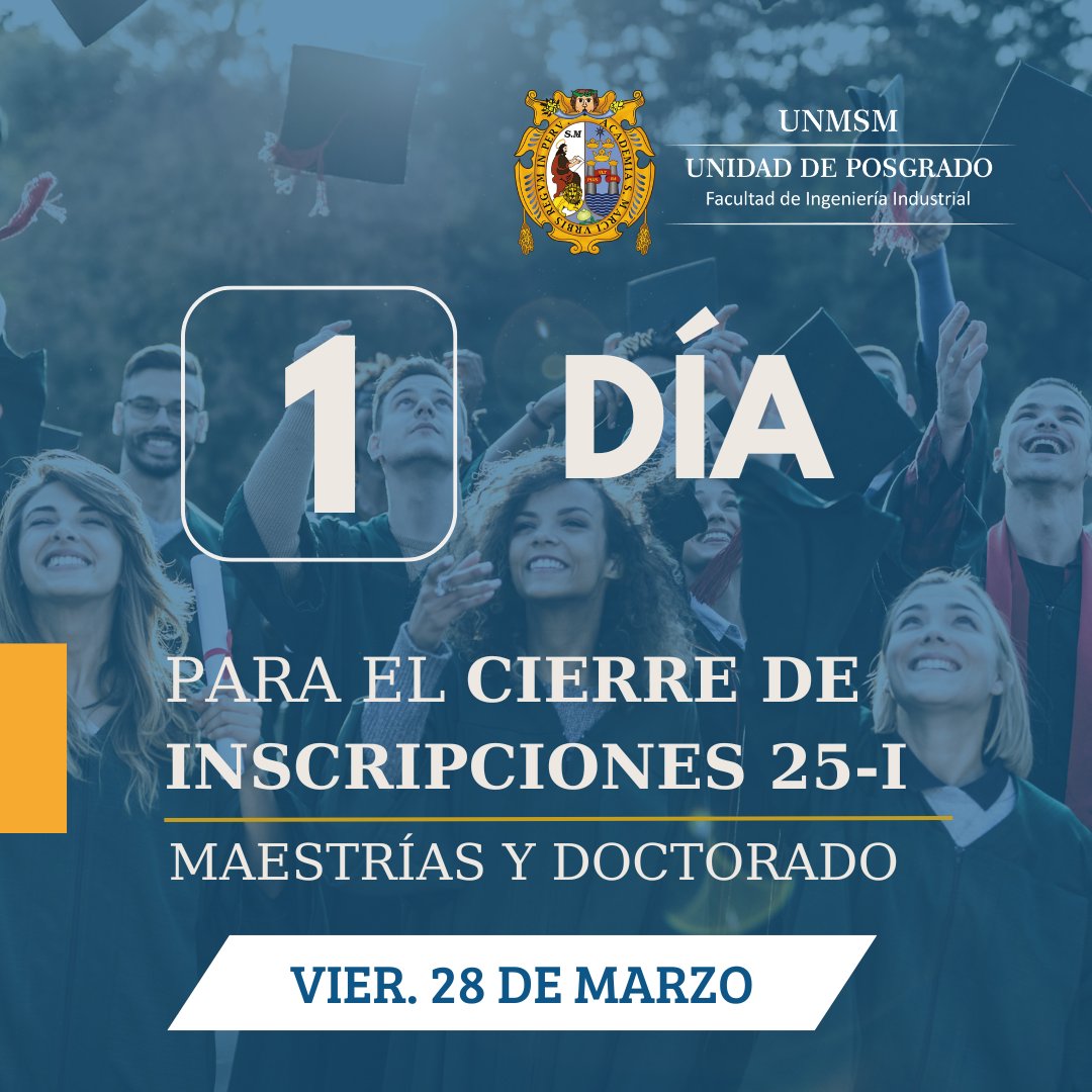 UpgUnmsm's tweet image. 🚨 ¡Hoy es el último día!
Estudia una Maestría o Doctorado en la UNMSM.
🕐 ¡Inscríbete ahora!
🗓 Cierre: 28 de marzo
👉  wa.link/k5p9w6