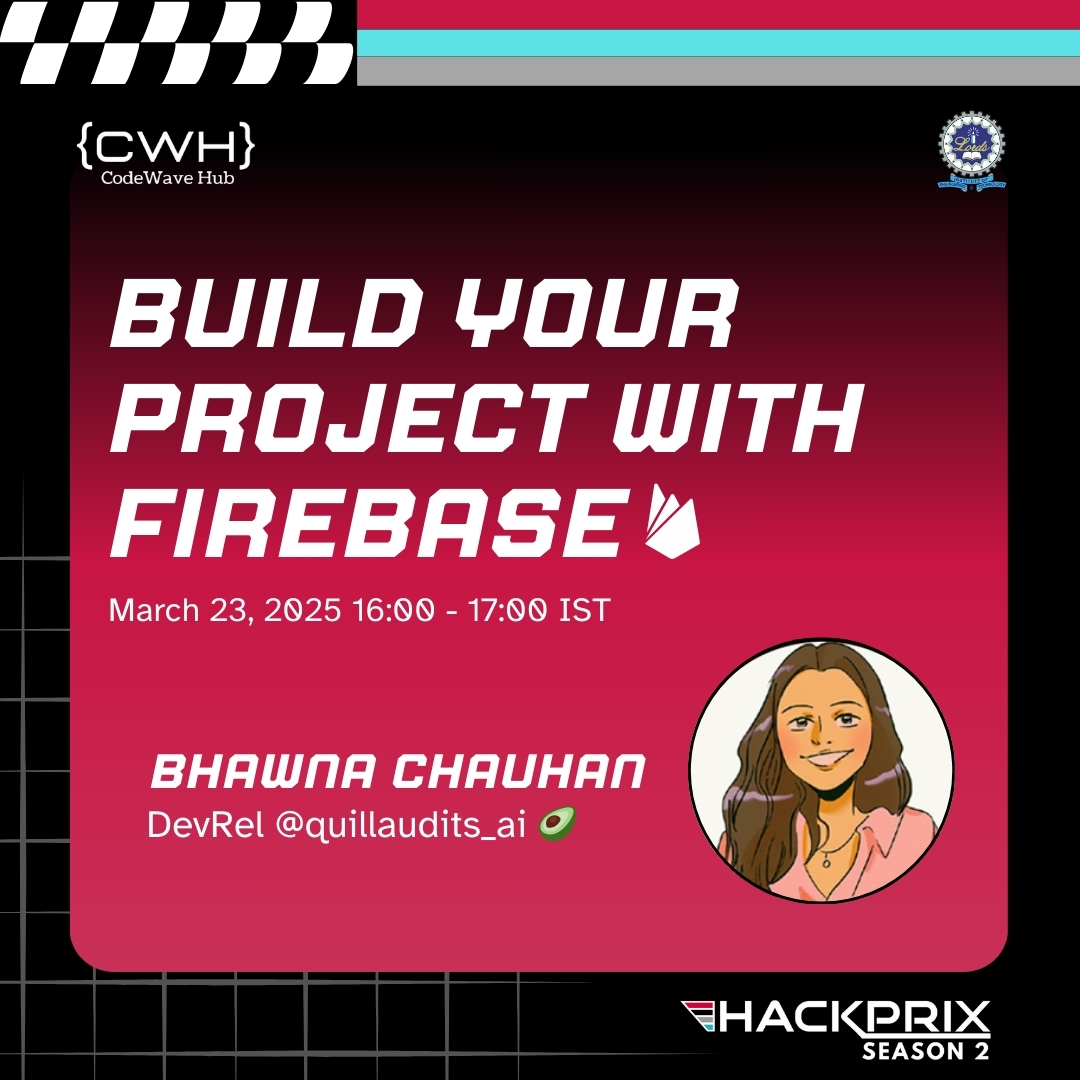 CodeWave Hub (@codewavehub) on Twitter photo Pit Stop-1: Build a Project with Firebase๐ฅ
The race to #HackPrix2025 starts NOW!๐๏ธ๐จ Join us on March 23 at 4 PM for a YouTube Live session with <a href="/ConnectBhawna/">Bhawna๐ฑ</a> to accelerate development with Firebase!
๐ Live on YouTube โ youtube.com/live/RgXZBil0eโฆ
#hackprix #codewavehub Pit Stop-1: Build a Project with Firebase๐ฅ
The race to #HackPrix2025 starts NOW!๐๏ธ๐จ Join us on March 23 at 4 PM for a YouTube Live session with <a href="/ConnectBhawna/">Bhawna๐ฑ</a> to accelerate development with Firebase!
๐ Live on YouTube โ youtube.com/live/RgXZBil0eโฆ
#hackprix #codewavehub