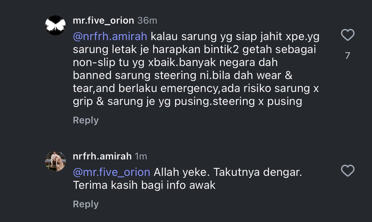 AkeemSharyzal's tweet photo. Sape yang pakai sarung steering? https://t.co/xNZbHc9UEo
