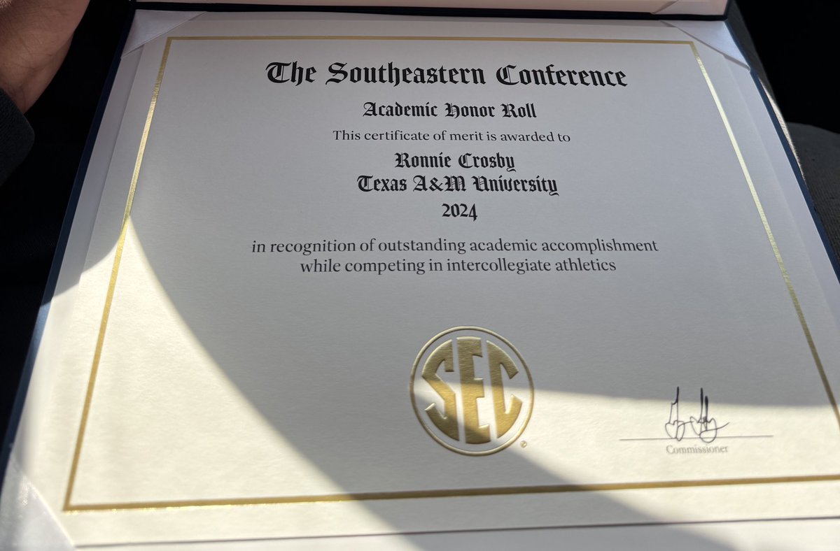 Student Athlete. Thanks SEC for the recognition!!!! Gig’em <a href="/12thMan/">Texas A&M Athletics</a> <a href="/TAMU/">Texas A&M University</a> <a href="/AggieFootball/">Texas A&M Football</a>