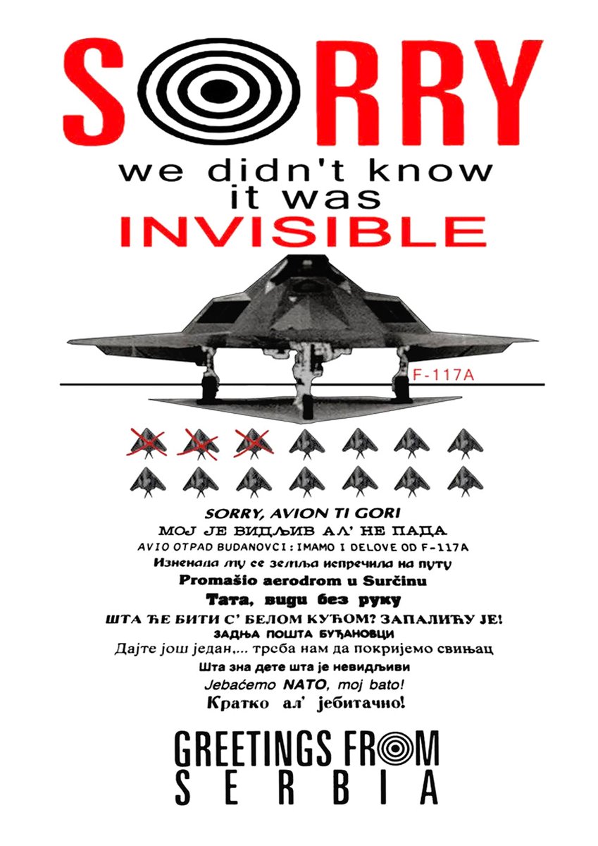 ancient shitpost from 1999 about serbia shooting down an american F-117 nighthawk