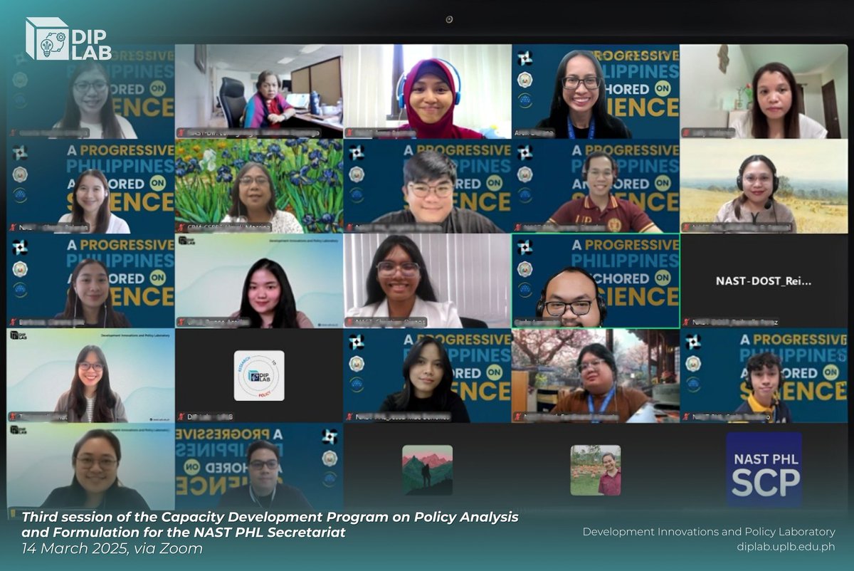 diplab_uplb's tweet photo. #DIPLabUpdates
Session 3 and 4 of the Capacity Development Program on Policy Analysis and Formulation for the NAST PHL Secretariat was successfully conducted via Zoom on March 14 and 17, 2025!

Great job to all participants—looking forward to the next session!
#DIPLabUPLB https://t.co/RKumOIJG51
