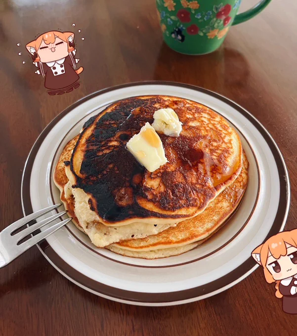 焦げた側を上にしてしまったホットケーキうましでした! #カミ食メモ 