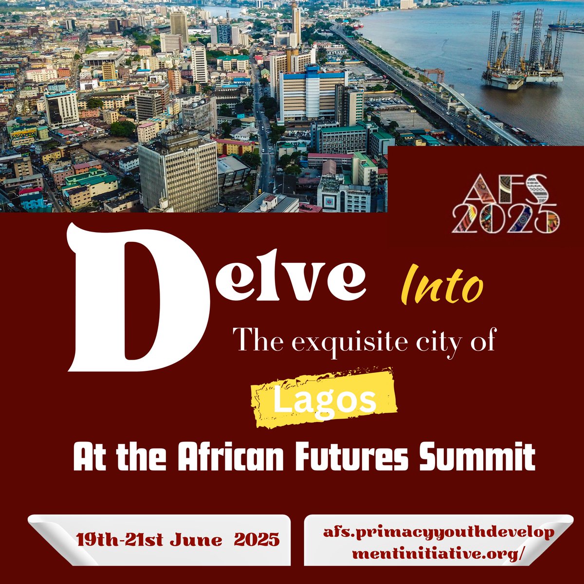 🌍 Experience the energy of Lagos at #AFS2025 from June 19-21!

🚀 Connect with changemakers &amp; explore bold ideas on sustainability, tech, &amp; entrepreneurship.

🔥 Be part of reimagining Africa’s future! Register now: …primacyyouthdevelopmentinitiative.org

#afs2025 #ReimagineAfrica