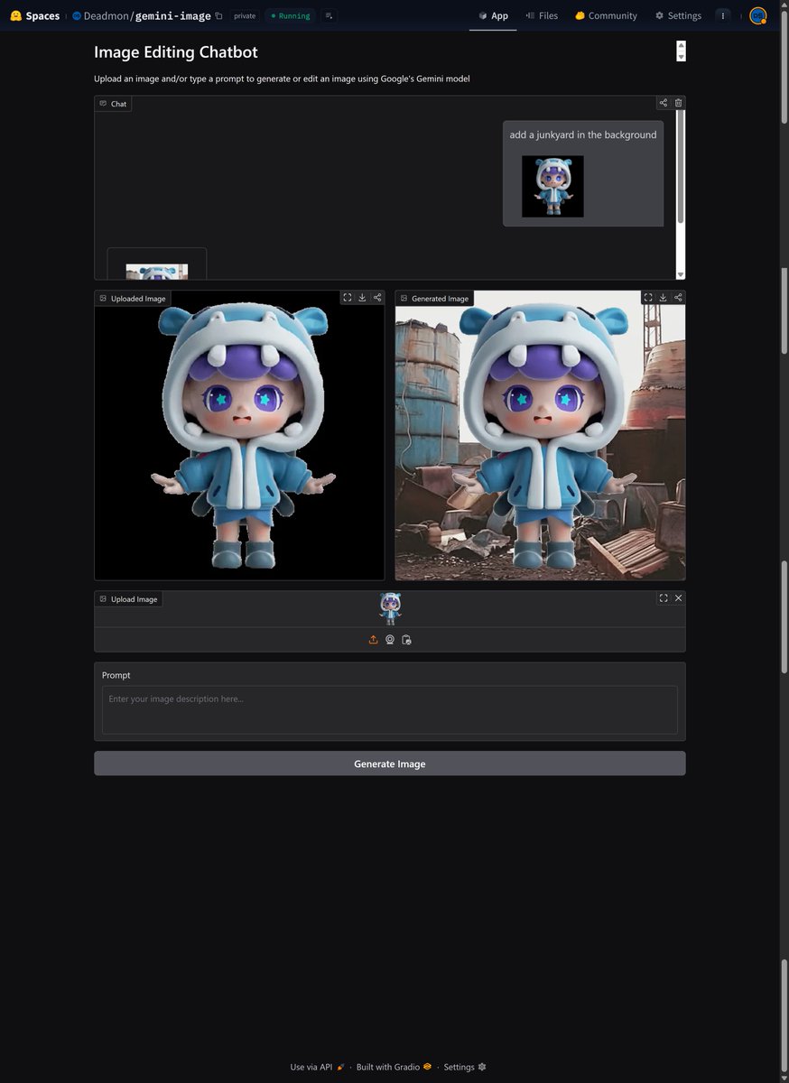 XRMultiverse's tweet image. I made an Image Generator powered by Gemini 2.0 Flash
I used Gemini 2.0 Flash Thinking, CGPT and Grok to write a Gradio app for the Gemini API.
#DesignCntrl #AICoder