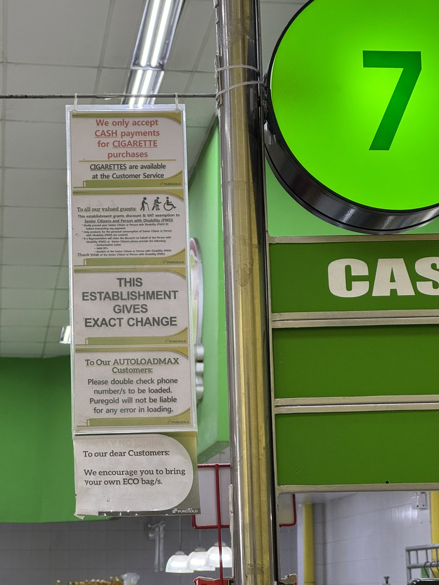 candishhh's tweet photo. Ang laki ng sign THIS ESTABLISHMENT GIVES EXACT CHANGE pero wala parin. 50cents is 50cents. @DtiPhilippines @Puregold_PH https://t.co/tGWVXi4J73