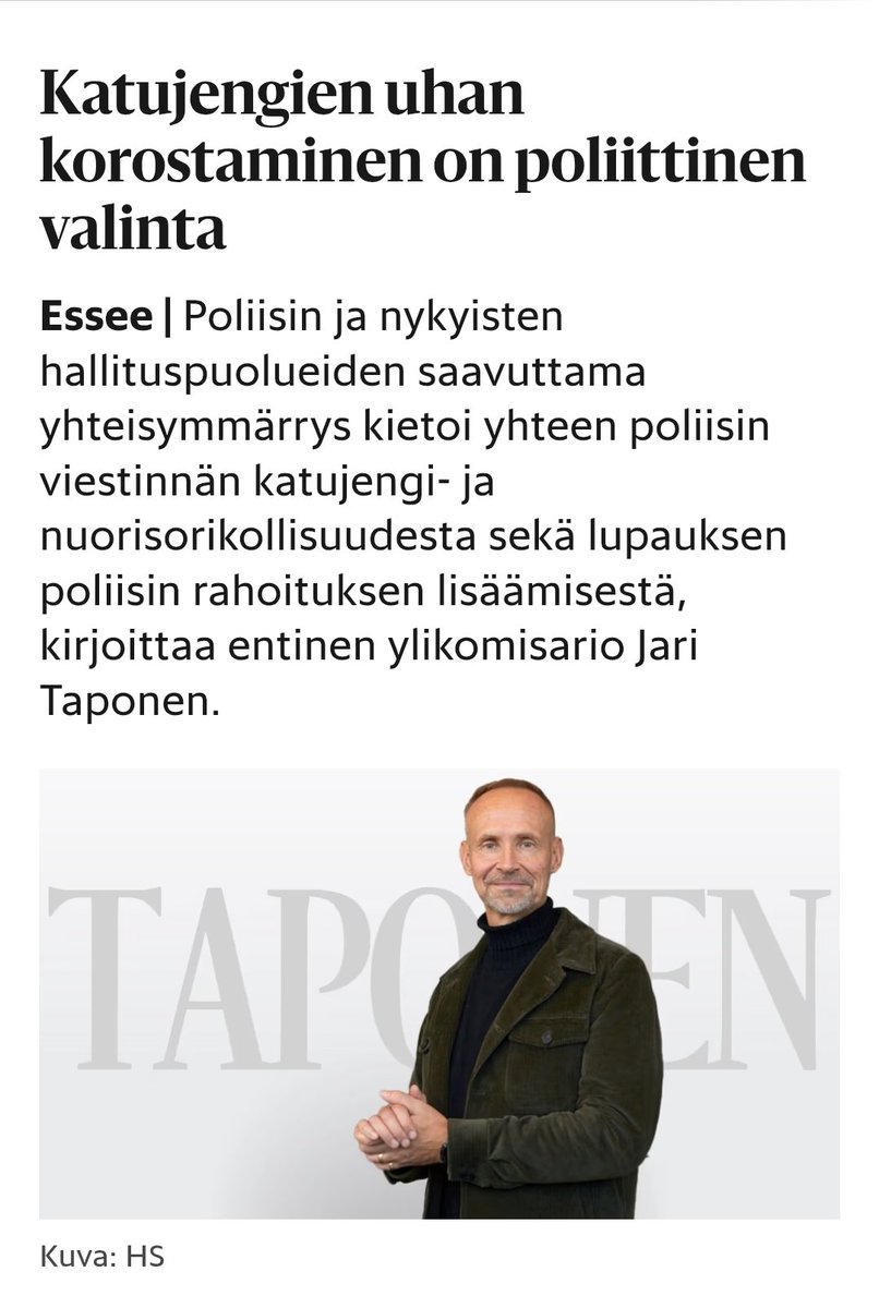 salsaari's tweet photo. "Helsinki tunnettiin aiemmin nuorisoväkivallan osalta maan väkivaltaisimpana kaupunkina, mutta vuosien 2012–2023 vahvan yhteistyön kaudella Helsingin sijoitus romahti alle kansallisen keskiarvon.

Nyt tämä hyvä kehitys on uhattuna. Syksyllä 2024 Helsingin poliisi jätti yhteistyörakenteet, lopetti ennaltaehkäisevän toiminnan ja siirsi toimintansa painopisteen valvontaan ja rikosten tutkintaan. Poliisihallituksen mukaan taustalla oli ”poliittinen päätöksenteko ja siihen liittyvä tahto”."

https://t.co/4JzrWxEM9k