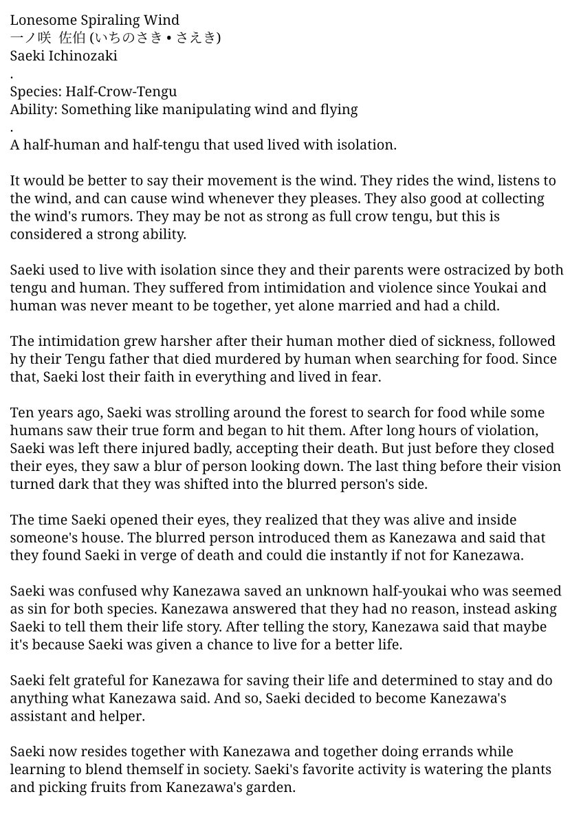 SoraNae_1506's tweet image. Nah, I can&apos;t do JynX coloring style so I just let it be. Random but here I am. I&apos;m gonna start from ST. 6 Bosses first. 
Here&apos;s the Half-Human and Half-Tengu (P.S. Saeki on EX Midboss still have their wings, they just prefer to hide it)
#Len_en #Len_en_OC