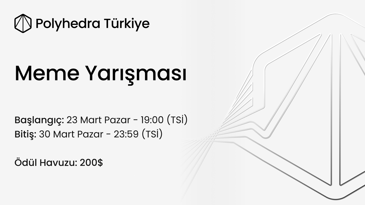 Polyhedra_TR's tweet photo. 🎉 200$ ÖDÜLLÜ MEME YARIŞMASI!

Polyhedra Türkiye olarak mizahımızı konuşturma zamanı geldi! 😎

Katılmak için:
- @Polyhedra_TR takip et
- Bu tweeti beğen & RT'le
- Polyhedra temalı meme tasarımını yorum olarak paylaş

En iyi 10 tasarım ekibimiz tarafından seçilecek. Meme'ler hazırlansın, mizah başlasın! 🥳