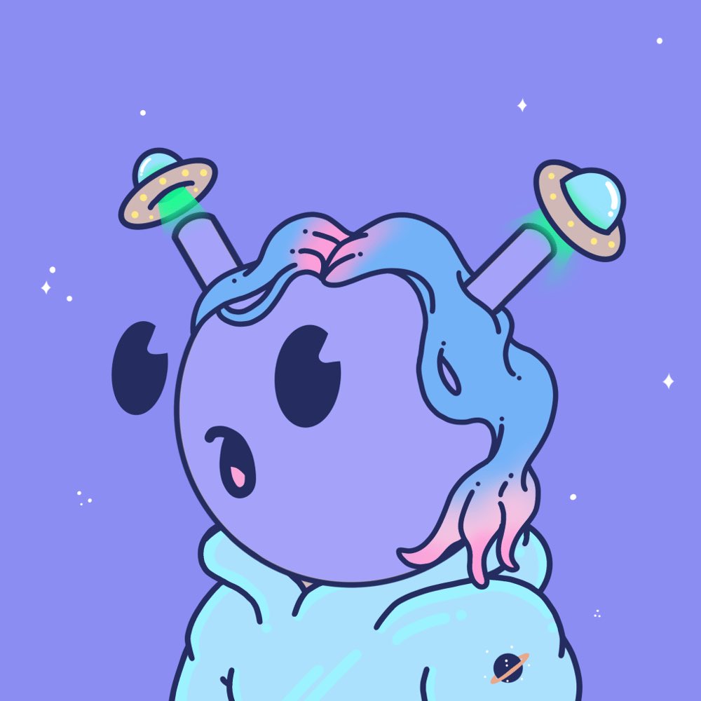 JarvisVision99's tweet image. Meet my Quirkie! 🚀🛸💜

•  Alien vibes with cute UFO antennas
•  Flowing blue-pink hair
•  Cozy hoodie with space flair
•  Gazing in awe at the universe ✨
•  Ready for the moon! 🌕🔥

A true intergalactic gem! 

@quirkiesnft #SpaceVibes #NFTCommunity