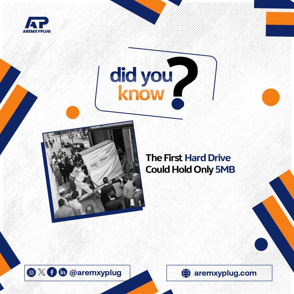 aremxyplugs's tweet image. In 1956, IBM introduced the 305 RAMAC, the first computer with a hard disk drive, which was the size of a refrigerator and stored just 5MB
This was a groundbreaking advancement in data storage technology at the time.
#HappyWeekend #TechHistory #DataStorageEvolution #AremxyPlug