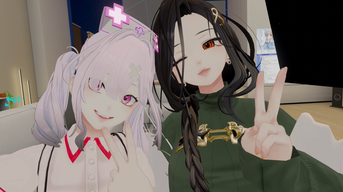 kanjya_0510's tweet image. 森羅ちゃん健屋花那さん改変で写真撮ってきた！
あとフレンドさんの白雪巴さん改変と一緒に撮ったCrossickバチクソてぇてぇ😊
#VRChat #Shinra3D #健屋花那