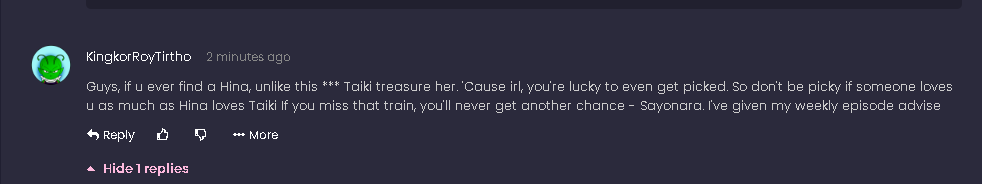 I always read the comments of the anime I watch like this one