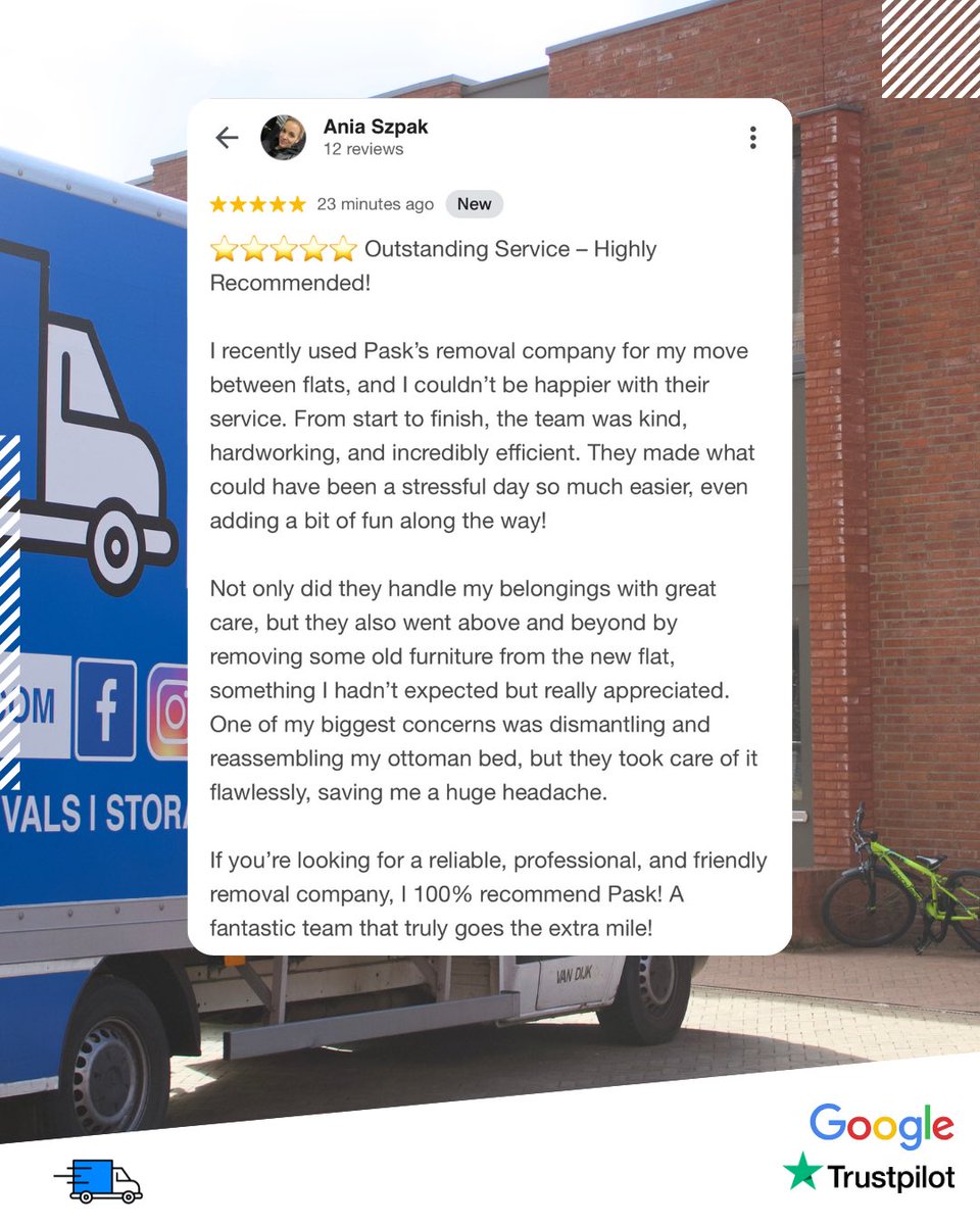 LOOK AT THAT REVIEW 🤩
5 Star Client Deserves A 5 Star Service 💙

There is nothing better than a happy client who is happy with the service and leaves a wonderful review like this. It’s why we do what we do! Helping people move 🚚