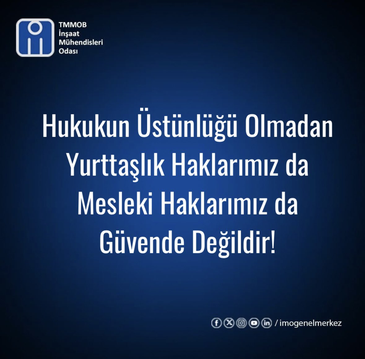 İnşaat Müh.Odası (@imomerkez) on Twitter photo ⚫️ Hukukun Üstünlüğü Olmadan Yurttaşlık Haklarımız da Mesleki Haklarımız da Güvende Değildir❗️👇
imo.org.tr/TR,209782/huku…
<a href="/ekrem_imamoglu/">Ekrem İmamoğlu</a> ⚫️ Hukukun Üstünlüğü Olmadan Yurttaşlık Haklarımız da Mesleki Haklarımız da Güvende Değildir❗️👇
imo.org.tr/TR,209782/huku…
<a href="/ekrem_imamoglu/">Ekrem İmamoğlu</a>