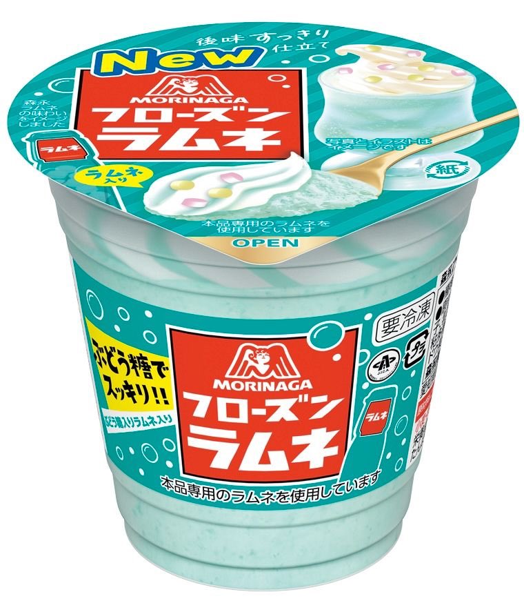sweetroad5's tweet photo. ３月２４日より全国で、ラムネ、ラムネ風味チョコチップ、ラムネ味みぞれ、バニラアイス、ラムネ味ソースを合わせたラムネ尽くしのパフェアイス「フローズンラムネ」がリニューアル発売されます✨
#PR https://t.co/BIFYOm4B4l