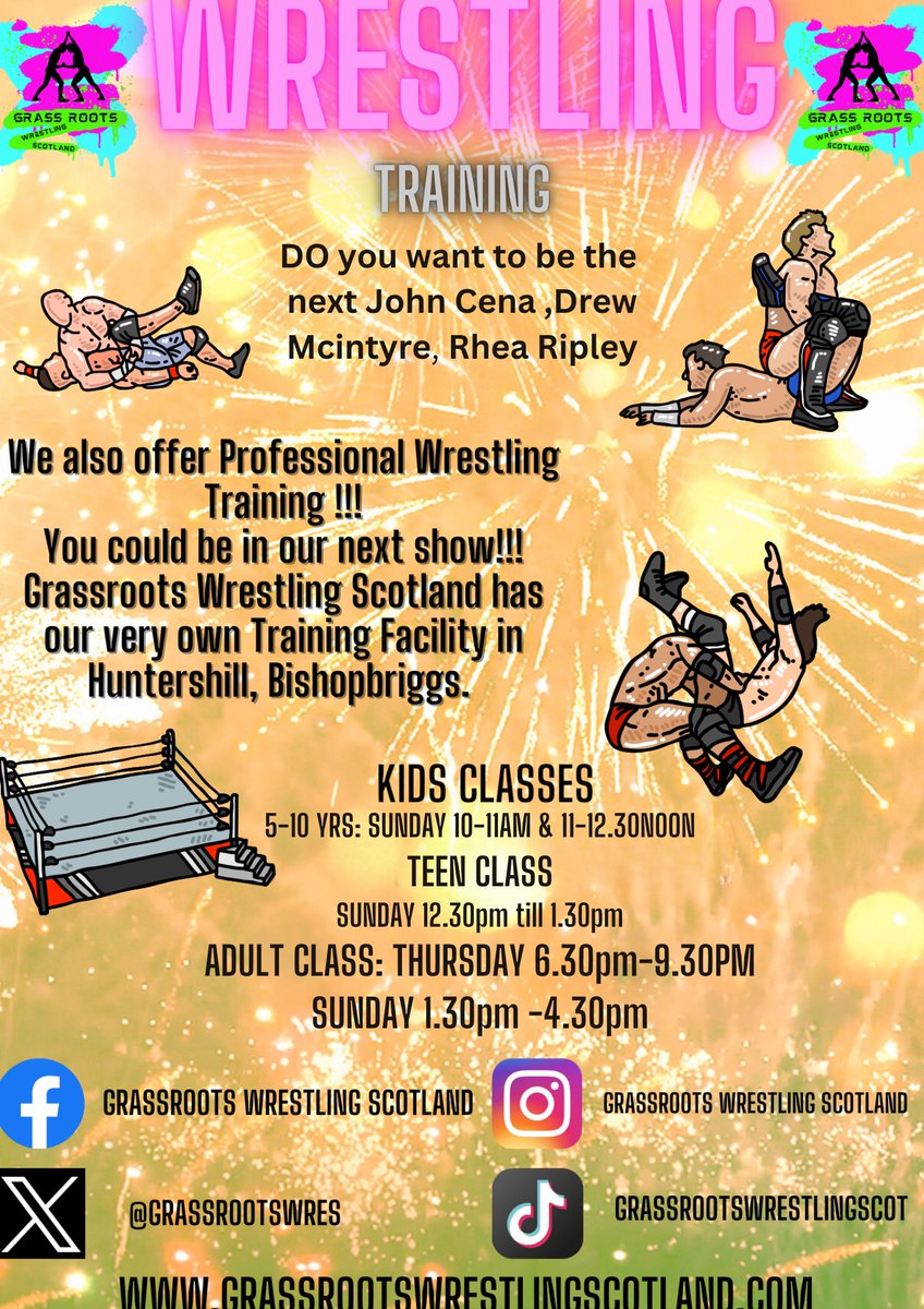 PRO Wrestling training 

Are you or someone you know wrestling daft why not come along and give it a try ,tag a friend , give a retweet .

We Fun classes starting from 5 year old 

Register interest below 👇🏻

eu.jotform.com/app/grassroots…