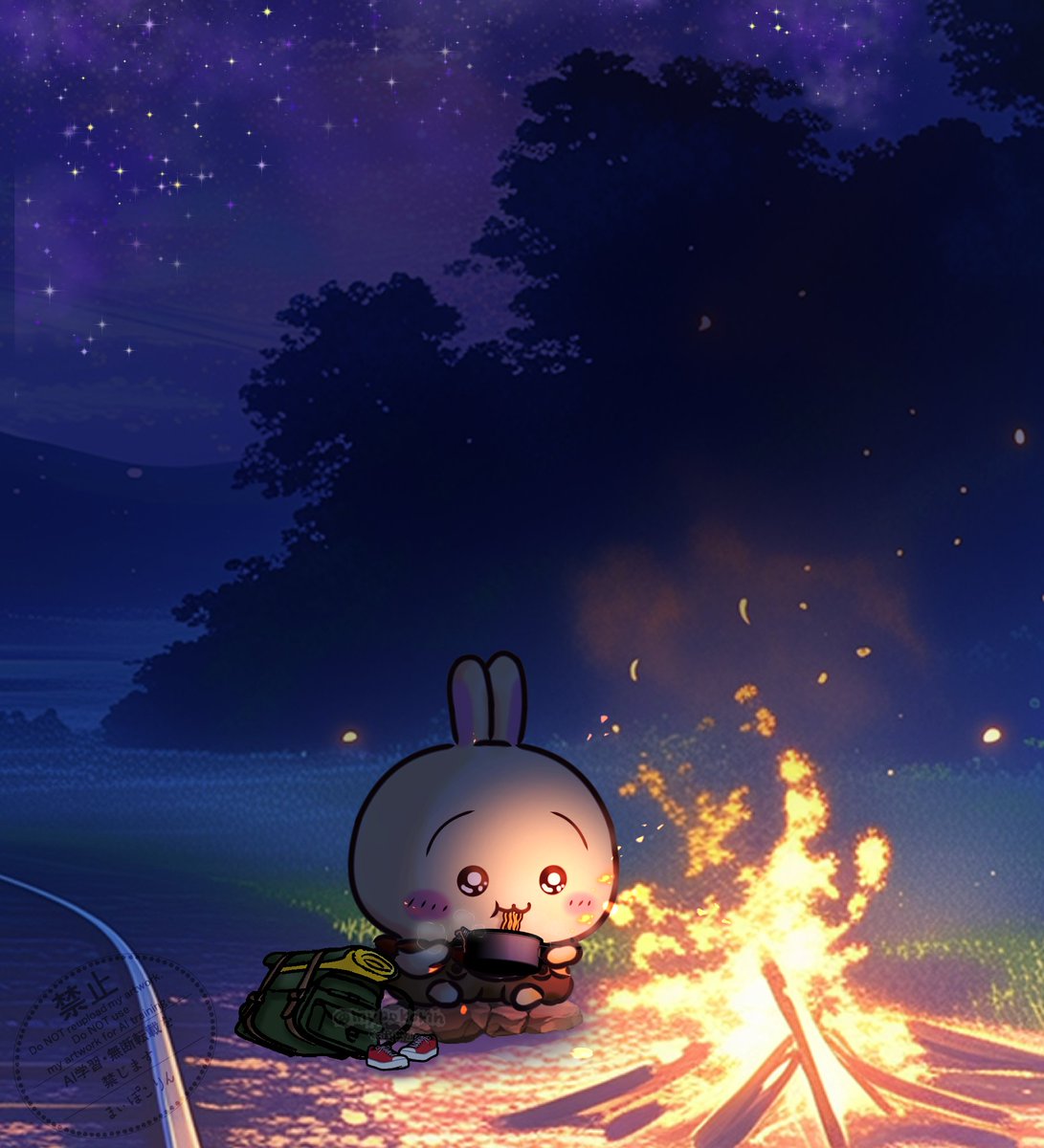 旅するプルャ ～星空のお疲れラーメン🍜～
#ちいかわファンアート 
#旅するプルャ
