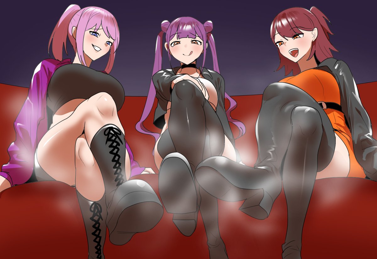 Ci-enのフォロワーさん向けに公開していたカンナ・リエ・ルカによる臭い責めイラストです。クラブに遊びに来ていた3人女子に臭い責めされちゃうシチュエーションです(*'ω`*) 