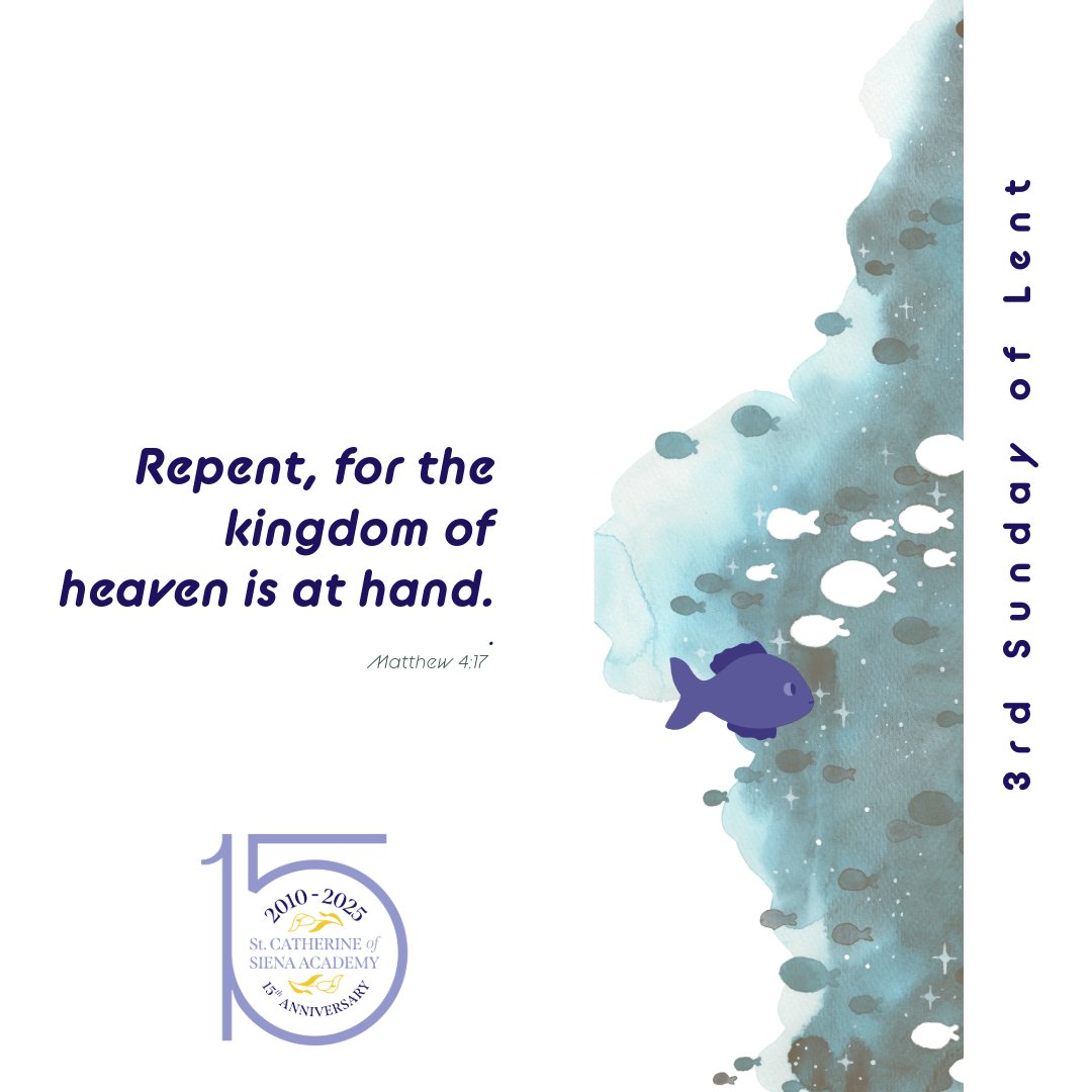 SCAwixom's tweet photo. Third Sunday of Lent ✝️💜🌿

"Repent, says the Lord; the kingdom of heaven is at hand." — Matthew 4:17

Swim against the current. 🐟 Choose faith, choose grace, choose Him. 💜 #Lent #RepentAndBelieve  #SCAFaith https://t.co/1OsMdvfcbh