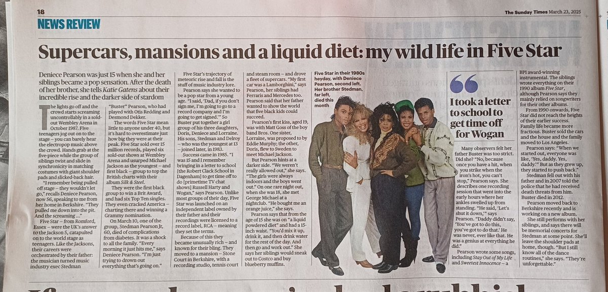 Five Star Discography (@discographyfive) on Twitter photo Artitcle in today's Sunday <a href="/thetimes/">The Times and The Sunday Times</a> with <a href="/DeniecePearson/">Ms Deniece Pearson Official</a> Artitcle in today's Sunday <a href="/thetimes/">The Times and The Sunday Times</a> with <a href="/DeniecePearson/">Ms Deniece Pearson Official</a>