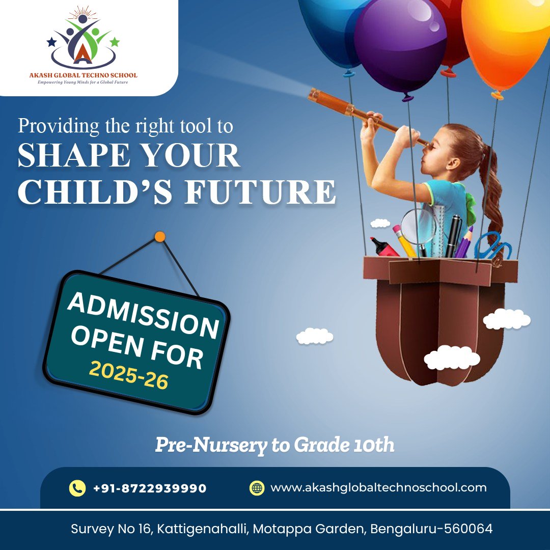 Akash_School_'s tweet photo. Akash Global Techno School – Admissions Open for 2025-26! 🌟

We are excited to announce that admissions are now open for the academic year 2025-26 from Pre-School to Grade 10!

+91-8722939990
https://t.co/TplhYprvKY

#AdmissionsOpen2025 #AkashGlobalTechnoSchool #BestEducation https://t.co/xKfvadH6j8