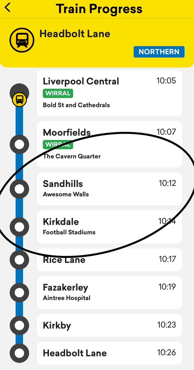 Interesting to see that the <a href="/merseyrail/">Merseyrail</a> Live Departures board shows Kirkdale as being the stop for Football Stadiums but you can get off at Sandhills for Awesome Walls! <a href="/Everton/">Everton</a> Have a good Test Event my blue friends