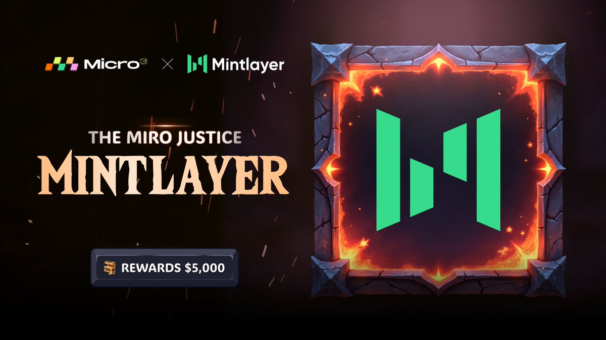 Ricombarry01's tweet image. 🚨 Mintlayer has just launched a massive Bitcoin DeFi airdrop on Miro Justice! 💣 This is a golden opportunity for you to join and claim valuable rewards.

🎁 Attractive Rewards:
$10 Raffle for 100 Lucky Winners: Join now for a chance to win $10! micro3.io/quest/mintlaye…
#Micro3