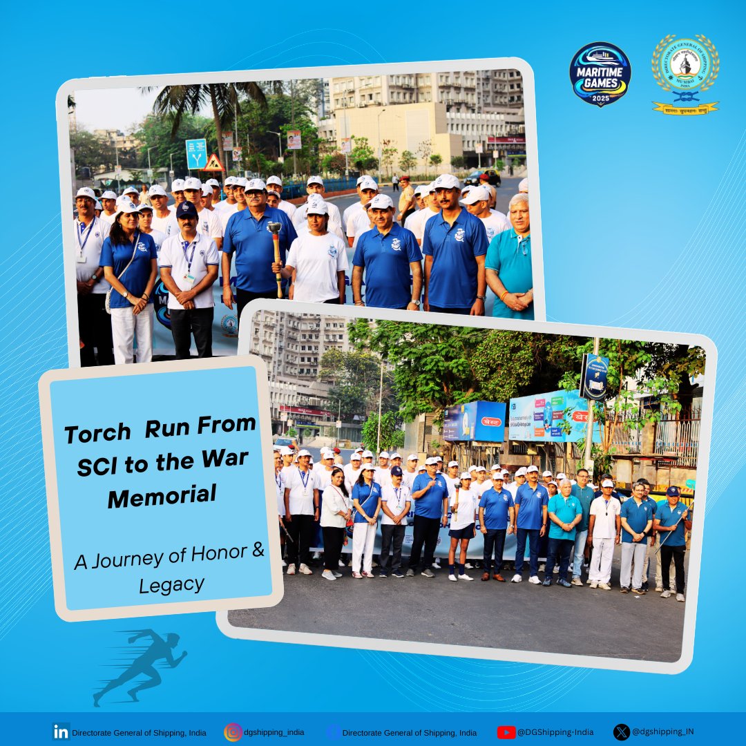 dgshipping_IN's tweet photo. From SCI to the War Memorial – A Journey of Honor & Legacy! ⚓🔥 

The #Maritime Games 2025 kick off with a symbolic tribute as we carry the flame from Shipping Corporation of India (SCI) to the War Memorial, honoring the bravery and sacrifices of our maritime heroes. This flame represents courage, unity, and the indomitable spirit of seafarers who keep our waters safe and trade flowing.  

Let the games begin! ⚓🏆

@shipmin_india 
@MaritimeGamesIn 
@JNPort 
@shippingcorp
@MumbaiPortTrust
 
#DGShipping #MaritimeExcellence #UnityInDiversity #PrideAtSea #maritimegames2025 #dgs #sci #warmemorial