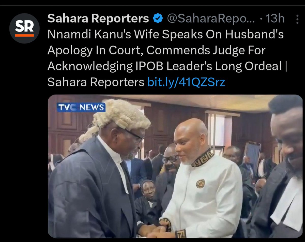 OkwukKanu's tweet photo. "Notably, Justice James Omotosho, who presided over the case, apologised to Nnamdi Kanu for the prolonged delay and 'mishandling 'of his trial, acknowledging his ordeal at the hands of the Federal High Court Abuja" ........ by  https://t.co/1MMzV3wImV

“Remarkably, Justice James Omotosho, who presided over the matter, also apologised to Onyendu for the prolonged delays and mishandling of his trial over the years, acknowledging his ordeal at the hands of the Federal High Court in Abuja"........ by https://t.co/45mdVoXd0w