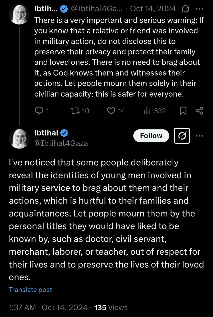 Eitan Fischberger (@efischberger) on Twitter photo This person, apparently from Gaza, is urging the families of terrorists to portray them as doctors, teachers, or other civilians.
A remarkable admission.
Credit to <a href="/Yair__Lahav/">๐ Yair Lahav | ูุงุฆูุฑ ูุงูู</a> โ highly recommend giving him a follow. This person, apparently from Gaza, is urging the families of terrorists to portray them as doctors, teachers, or other civilians.
A remarkable admission.
Credit to <a href="/Yair__Lahav/">๐ Yair Lahav | ูุงุฆูุฑ ูุงูู</a> โ highly recommend giving him a follow.