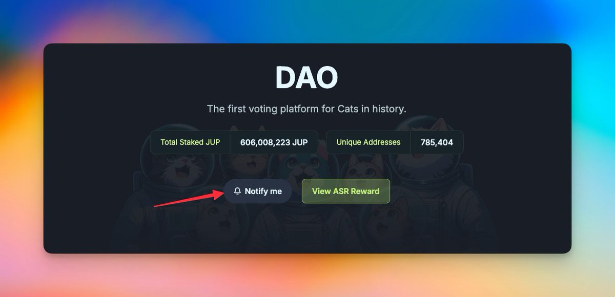 never miss a DAO vote. 

sign up for email notifications on vote.jup.ag and you'll always be in the loop. 

and since we have 5+ votes upcoming, it's more important than ever 🫡