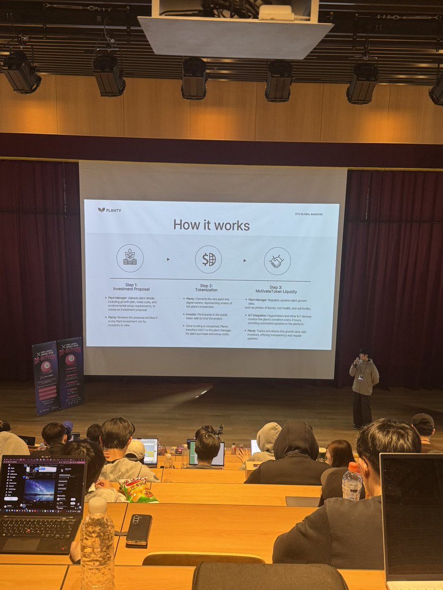 XRPL Korea 해커톤 De-Buthon (@debuthon) on Twitter photo Planty팀
희귀 식물 시장에서 구매자와 판매자가 겪는 문제점을 분석하고 이를 해결하기 위해 판매자가 식물에 대한 데이터를 제출함으로써 토큰화할 수 있는 플랫폼인 Planty를 제시하셨습니다.
<a href="/Coiniseasy/">CoinEasy | Web3 Simplified</a> <a href="/dsrvlabs/">DSRV</a> <a href="/OfficialEqbr/">Equilibrium</a>
<a href="/TRNLabs/">TRN Labs</a> <a href="/axelar/">Axelar Network</a> <a href="/biconomy/">Biconomy</a>와 함께합 니다🎊 Planty팀
희귀 식물 시장에서 구매자와 판매자가 겪는 문제점을 분석하고 이를 해결하기 위해 판매자가 식물에 대한 데이터를 제출함으로써 토큰화할 수 있는 플랫폼인 Planty를 제시하셨습니다.
<a href="/Coiniseasy/">CoinEasy | Web3 Simplified</a> <a href="/dsrvlabs/">DSRV</a> <a href="/OfficialEqbr/">Equilibrium</a>
<a href="/TRNLabs/">TRN Labs</a> <a href="/axelar/">Axelar Network</a> <a href="/biconomy/">Biconomy</a>와 함께합 니다🎊