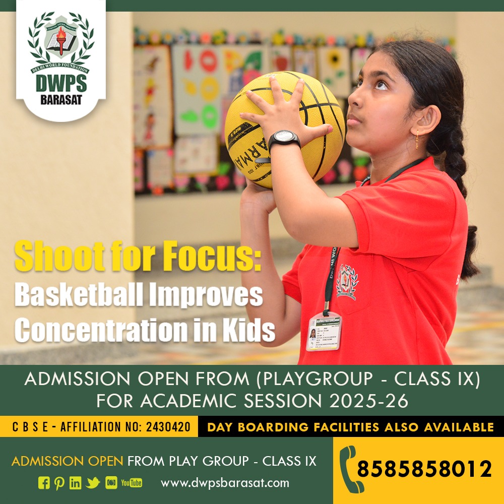 dwpsbarasat's tweet image. Focus, dribble, and succeed! Basketball strengthens concentration, making kids sharper in both sports and studies. 🏀📚 #BasketballBoostsBrain #StayFocused #SharpThinking #SmartKids #MindfulPlay #CoordinationGame #BasketballForLife #BrainTraining #AttentionSkills #DribbleAndWin