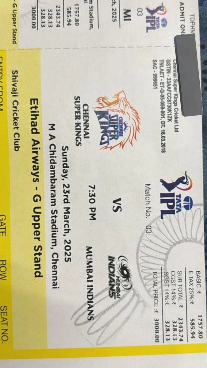 dineshkmurugan's tweet photo. #ipltickets #IPL #CSKvMI #CSKvsMITicket #CSKvsMITickets #csktickets #chepauktickets #cskvsmitickets #tickets #mivscsktickets https://t.co/h2dQfSW3Sk