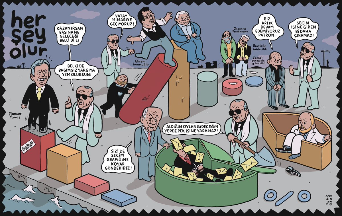 AKP henüz İstanbul ve Ankara’yı kaybetmeden İmamoğlu ve Yavaş’ı devirme planlarını herkesin gözü önünde yapmaya başlamıştı. Tam 6 yıldır basılmadık düğme, çiğnenmedik hukuk kalmadı. 31 Mart 2019 yerel seçimlerinden önce çizdiğim son köşe.