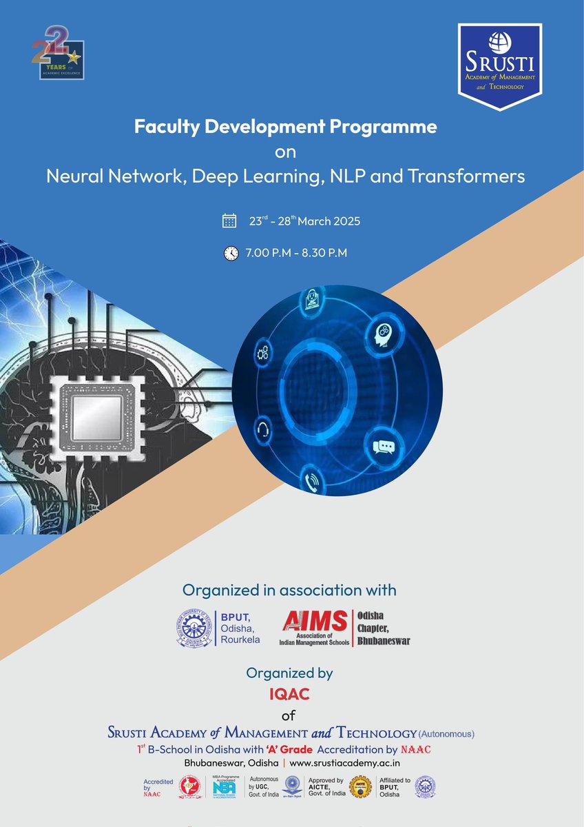 sabyasachi_uni's tweet image. Thanks to #SrustiAcademyofManagementandTechnology for inviting us as #ResourcePersons on the eve of the #FacultyDevelopmentProgram (#FDP) on #NeuralNetwork, #DeepLearning, #NLP and #Transformers.
#SumanKumarBera #NazeerHaider #SabyasachiMukhopadhyay #CD #CCDS #IITKGP @IITKgp