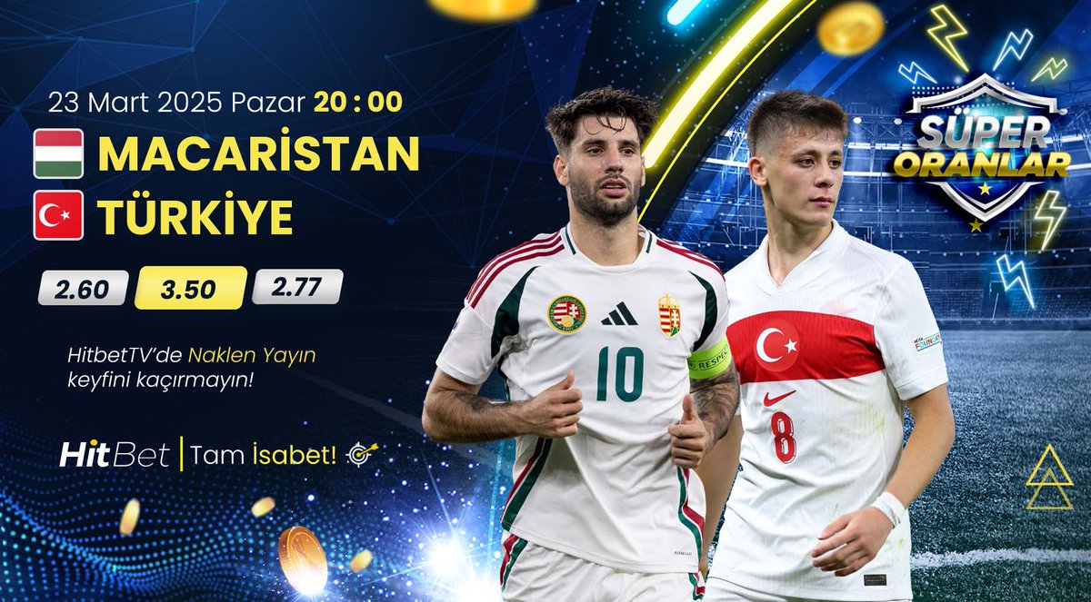 #Macaristan⚜#Türkiye karşılaşması #UEFAUluslarligi heyecanı ile bu akşam saat 20:00'da #Hitbet'te! 

🌐Güncel Giriş : h.t2m.io/Hitbet-Twitter 

📺Maç Yayınları  : h.t2m.io/Hitbet-Tv 

🎯#Hitbet #Tamisabet