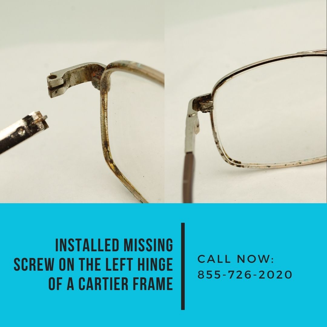 EyeGlasRepair's tweet image. A missing screw can be a big problem! 🧐🔧 We just installed a new screw on the left hinge of a Cartier frame, restoring its perfect fit. eyeglassrepairusa.com/eyeglasses-bra…

#CartierFrameRepair #EyeglassRepair #HingeFix #LuxuryEyewear #GlassesRestoration #ClearVision