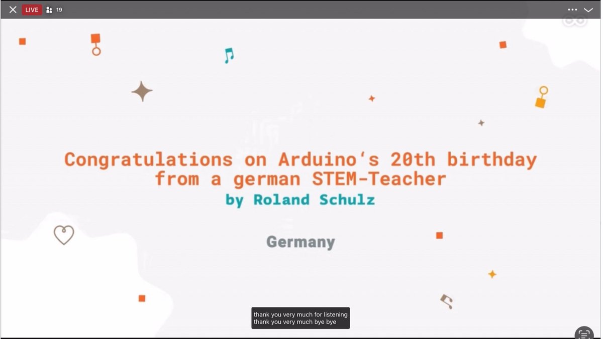 r_schulz_maker's tweet image. Thank you Aurora and Fabio from @arduino for letting me be part of the #arduinodays2025 20th Birthday celebration livestream event. That was a real pleasure for me which I appreciate very much.
#education
#programming #maker #micropython #robotics #stem