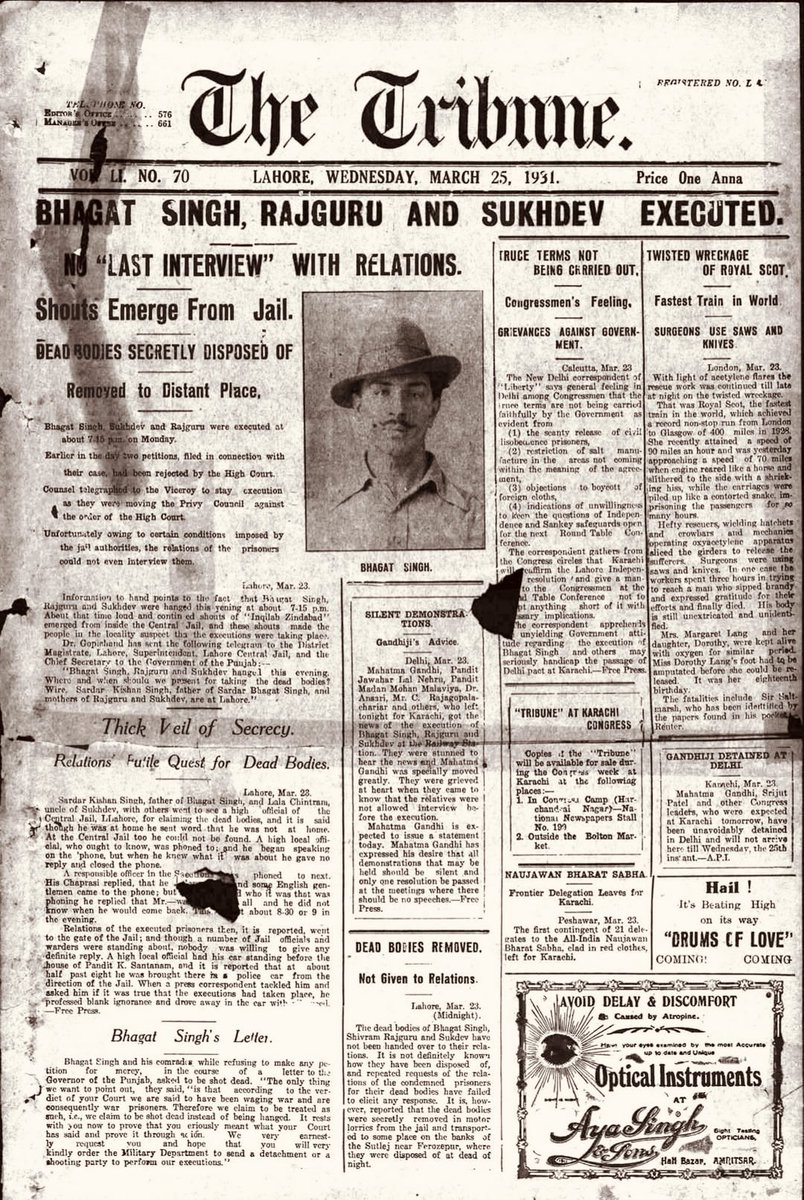 Salute to the three great Martyrs of India.. #india #indianhistory #shaheedbhagatsingh #smmausaja #rajguru #sukhdev #independencemovement