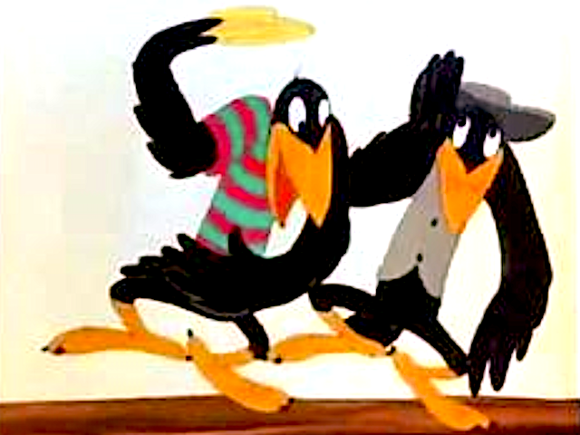sidereal42's tweet photo. Near-100yrs since radio/movie (non-racist) humor of #2BlackCrows, Geo.Moran &amp; Charlie Mack: 
Crow1: 'Spring iz in da air; da grass iz riz; I wunner where da boidies iz'
Crow2: 'Da boids iz on da wing'
C1:'Dat's a funny t'ing-ah thot da wing wiz on da boid'
C1&amp;2: 'Izn't it absoid' https://t.co/xULicSacB7