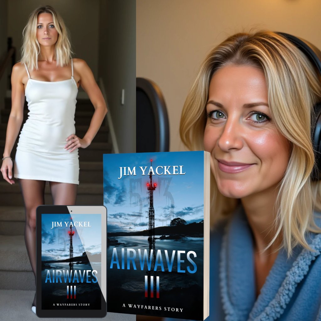 Marie Jamison, the self-proclaimed "50-year-old, green-eyed, fake-blonde, menthol-smoking radio girl on your Pirate Radio, AM 63." 'Airwaves Three: A Wayfarers Story' in #Kindle and print: amazon.com/dp/B0F23QYLNV 

#Dystopian #Fiction #Suspense #BookBoost #IARTG