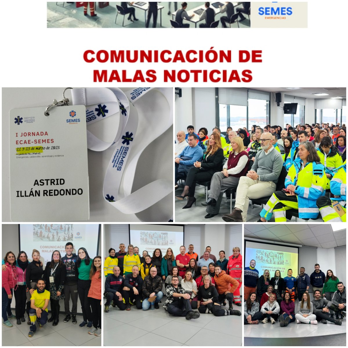 COMUNICACIÓN DE MALAS NOTICIAS en la I Jornada #ECAE2025
Saber comunicar una mala noticia no eliminará el dolor, pero mitigará el impacto con el que una vida quedará marcada para siempre. 
#GdTSaludMental de <a href="/SEMES_/">SEMES</a>
#UrgenciasyEmergencias 
#Humanización