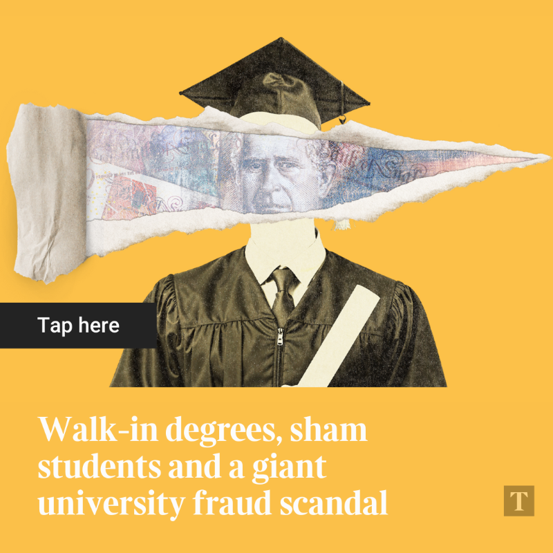 thetimes's tweet photo. 🔺 EXCLUSIVE: Thousands of students are suspected of scamming taxpayers out of hundreds of millions of pounds for courses they don’t intend to take