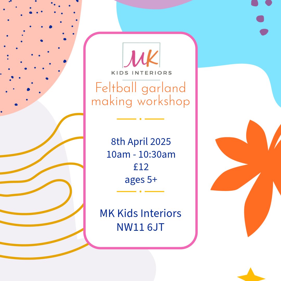 It's so good to be hosting our kids workshops in our very own home. Book Now: mkkidsinteriors.com/kids-interiors… #feltballgarlandmaking #pompomgarlandmaking