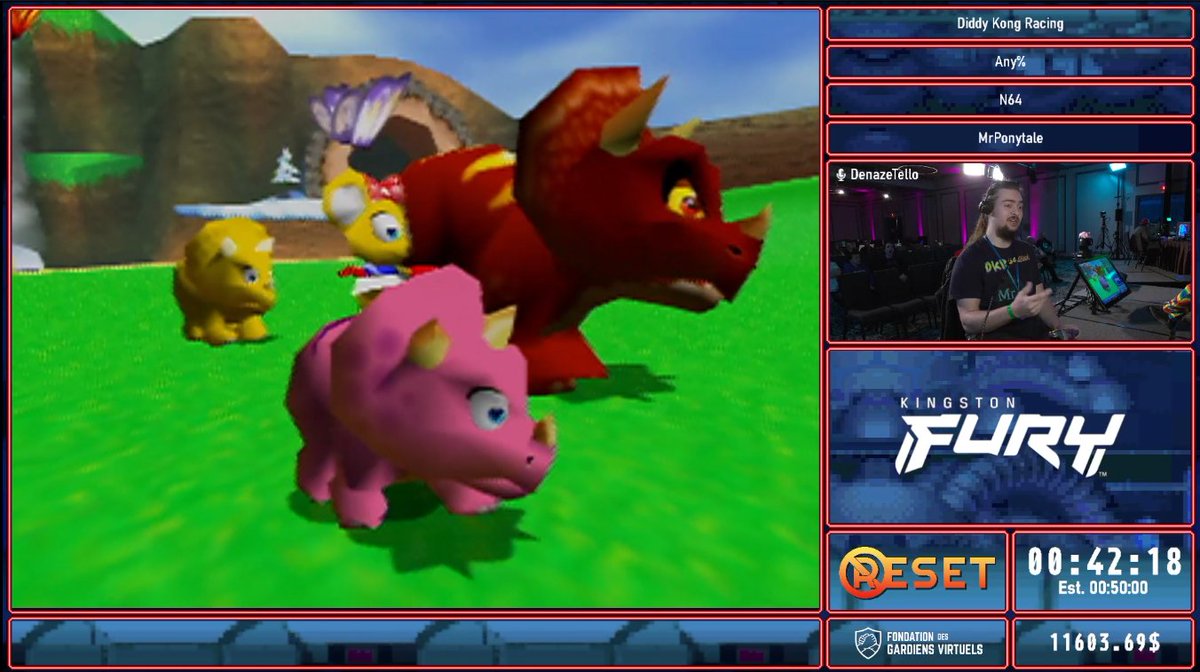 Applaudissements à MrPonytale pour ta maîtrise lors de Diddy Kong Racing. Gardez un œil sur Super Mario Bros.3 à venir. | A round of applause for MrPonytale for acing Diddy Kong Racing. Get ready for the thrilling Super Mario Bros 3👍 #speedrun #marathon #charity #noreset