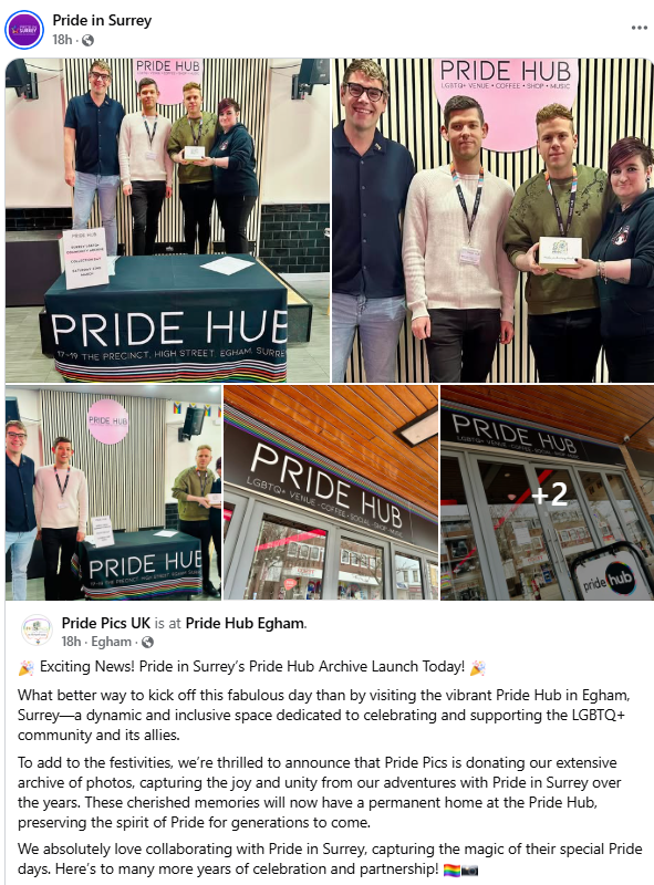 ripx4nutmeg's tweet photo. Pride in Surrey yesterday opened 'Pride Hub' in Egham. It was created by Stephen Ireland, who's just been convicted of child rape, and opened by members of the crystal meth smoking polycule he was in. Before his arrest, Ireland said Pride Hub is the place to go to get 'sweeties' https://t.co/Ak1tuY7noY